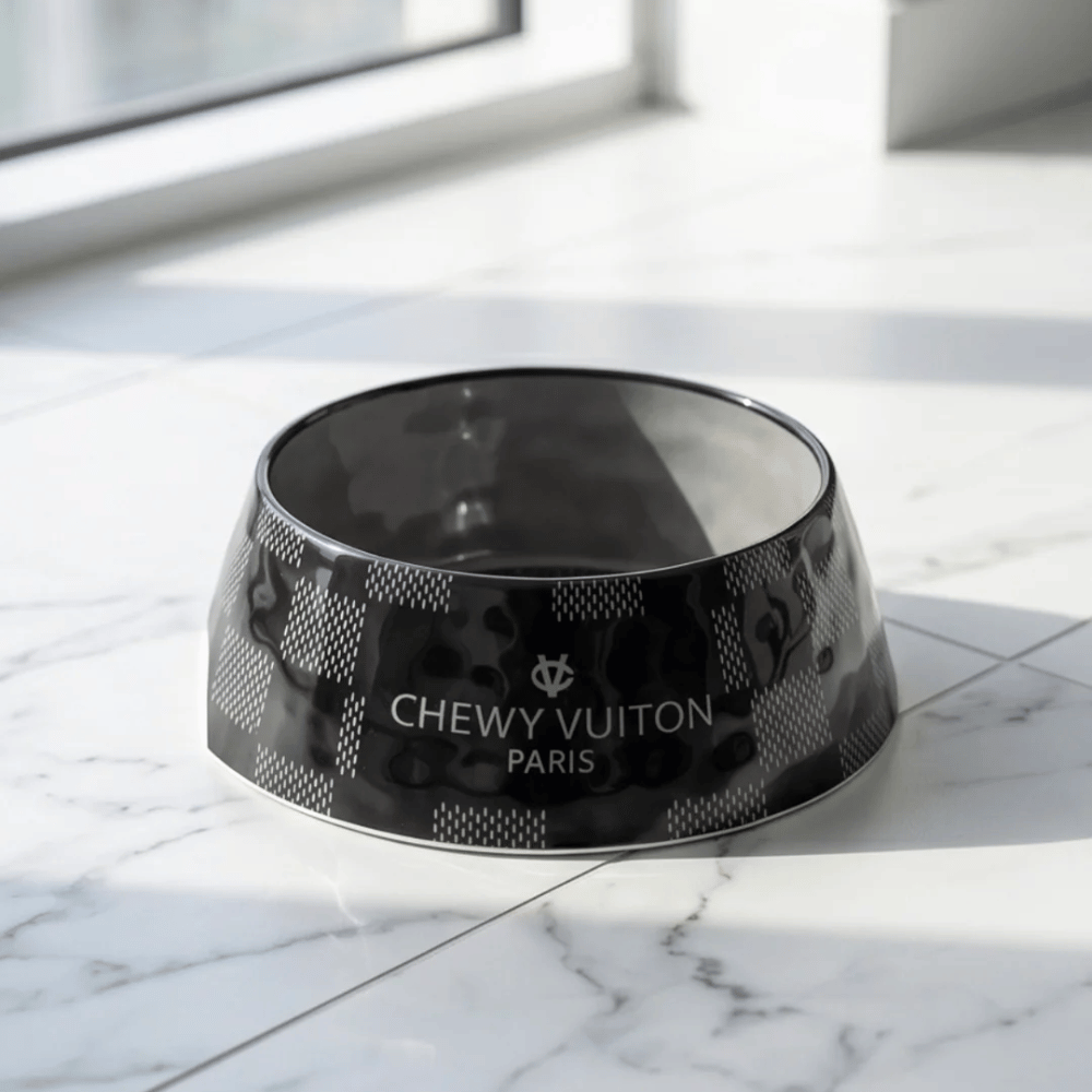 Black Checker Chewy Vuiton Bowl