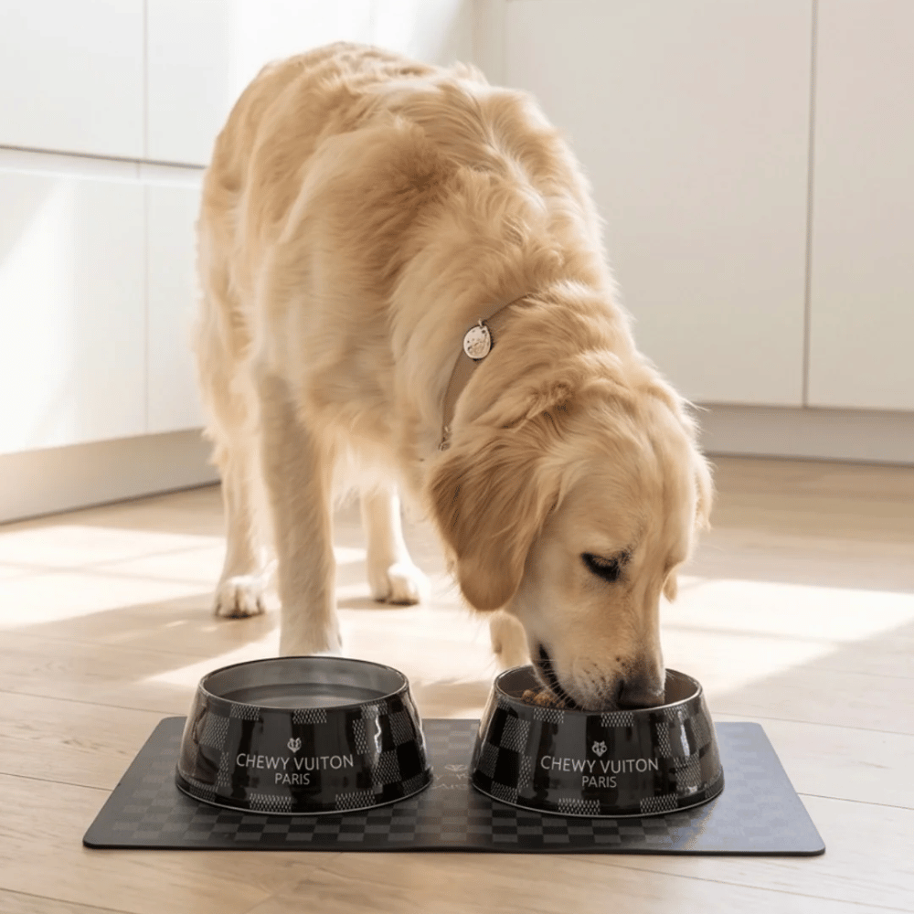 Black Checker Chewy Vuiton Bowl