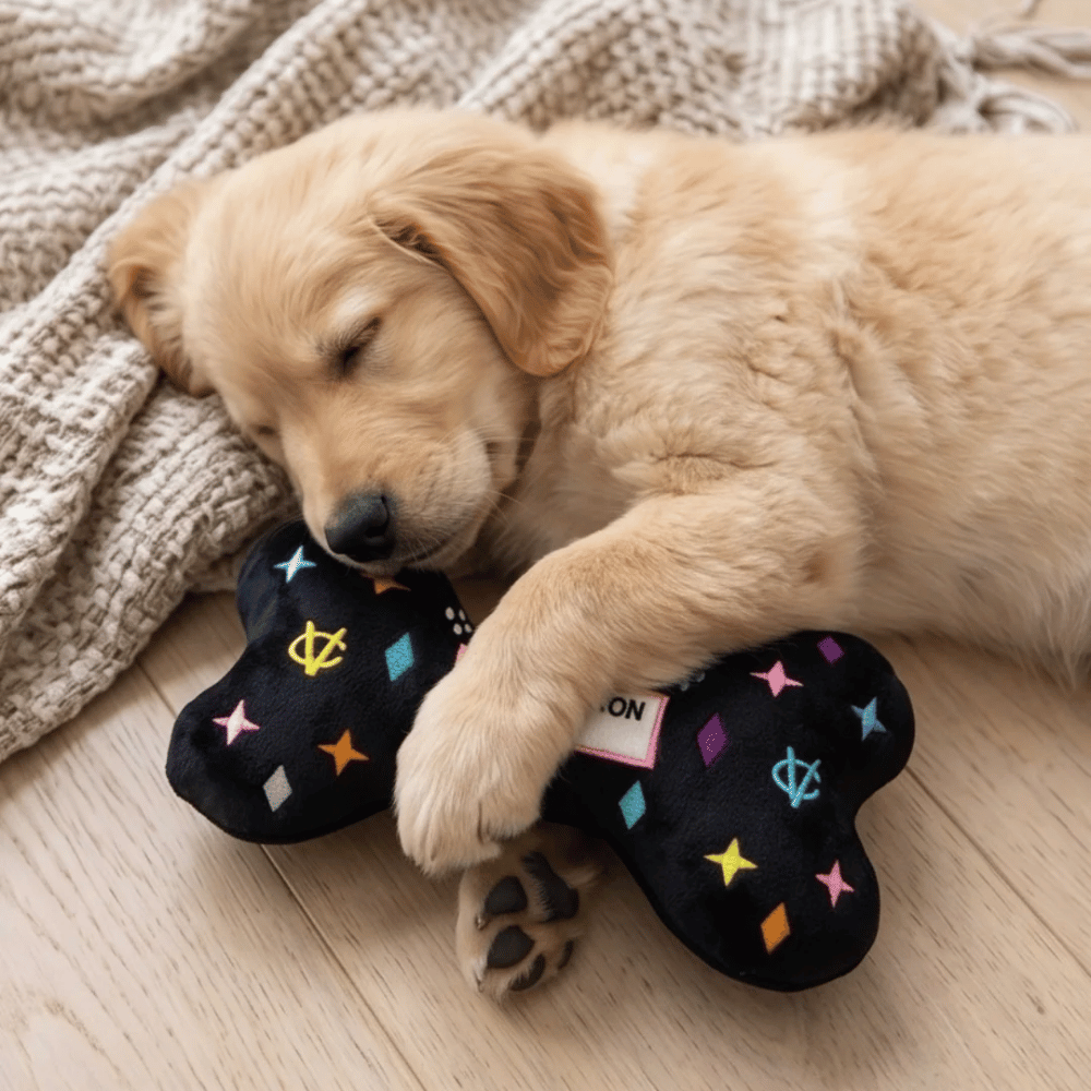 Black Monogram Chewy Vuiton Bone Dog Toy