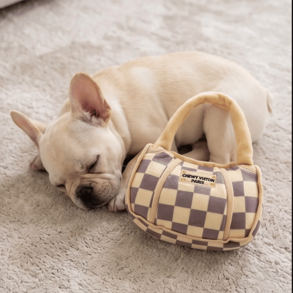 Chewy Vuiton Checker Handbag Dog Toy