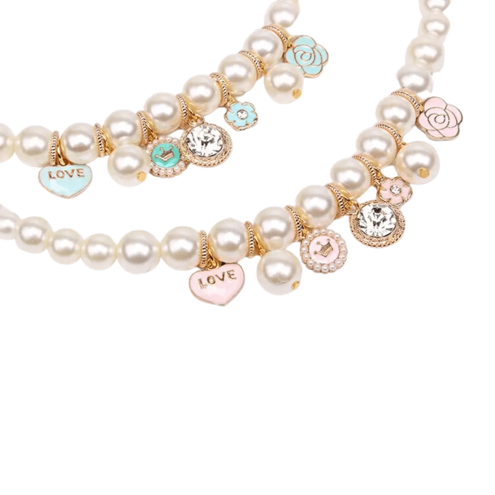 Audrey Pearl Dog Necklace - Pink - Dog Necklaces from . at DoggyTopia