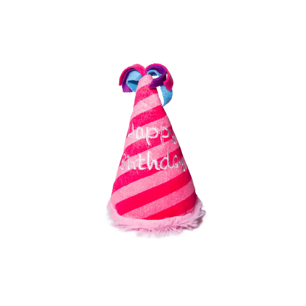Birthday Party Hat Plush Dog Toy - Pink - Designer Toys from Haute Diggity Dog at DoggyTopia