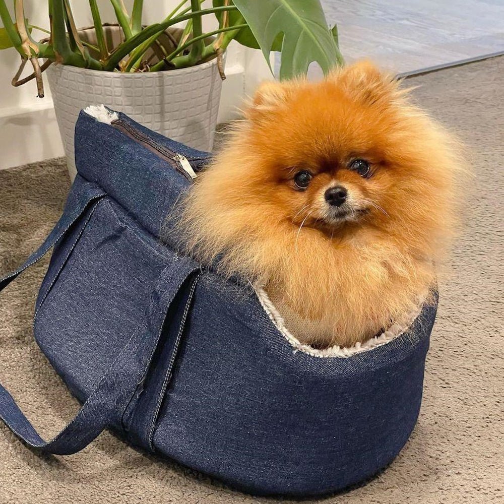 Classic Denim Luxury Dog Carrier - Dog Carriers from . at DoggyTopia