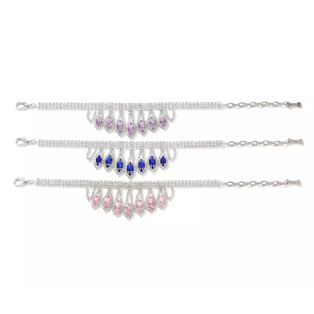 Diamante Tear Drop Dog Necklace - Blue - Dog Necklaces from Sale at DoggyTopia