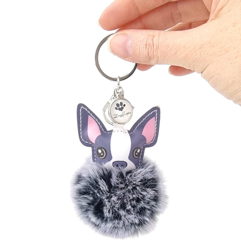 French Bulldog Pom Pom Key Ring - Key Rings from Sale at DoggyTopia