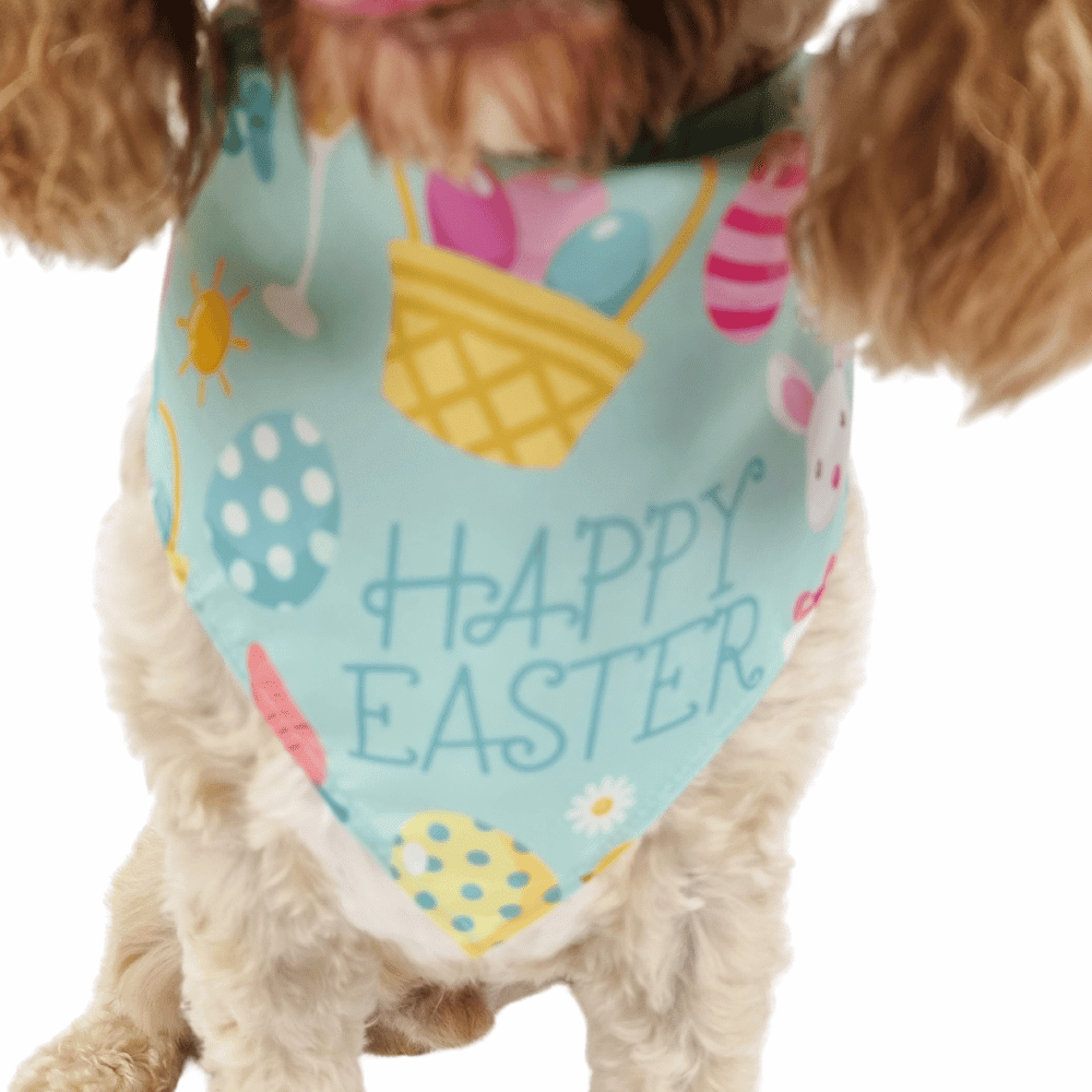 Happy Easter Bandana - Blue - Bandanas from . at DoggyTopia
