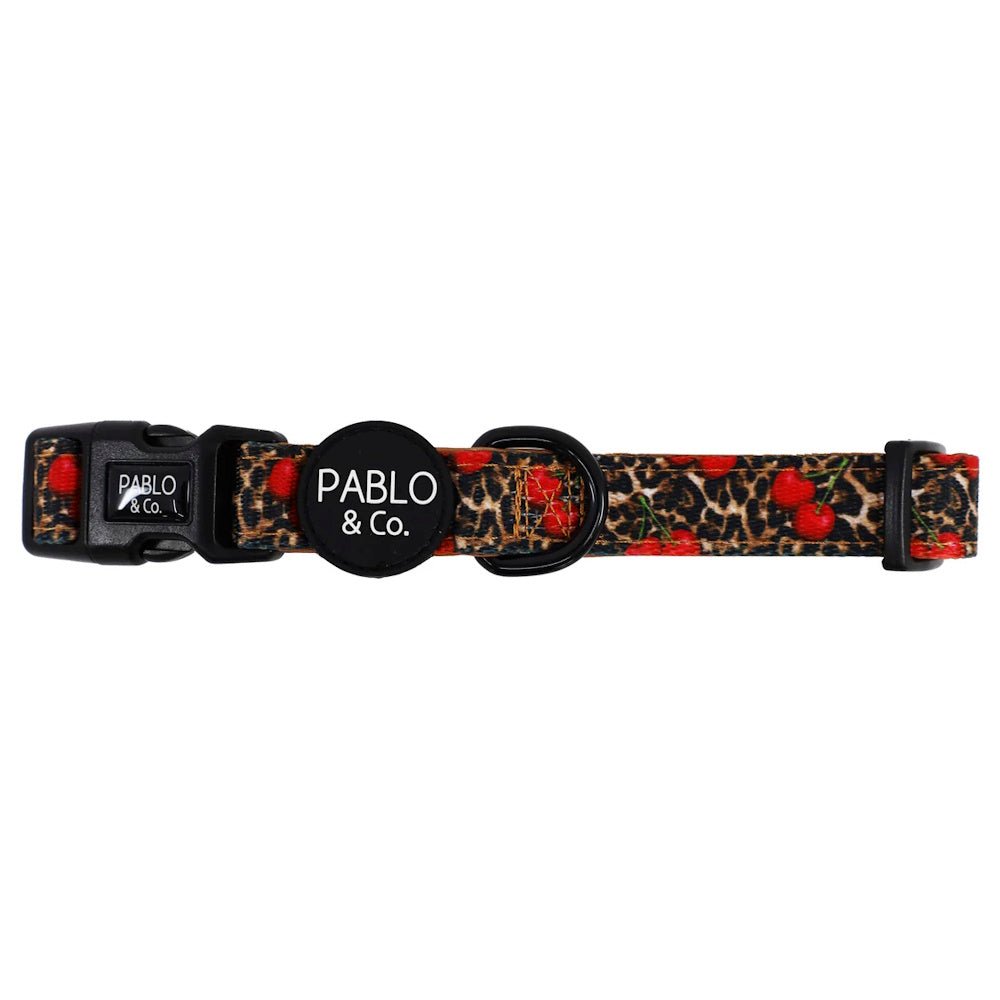 Pablo & Co Leopard Cherries Dog Collar - Collars from Pablo & Co at DoggyTopia