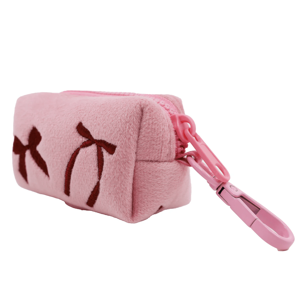 Pablo & Co Velvet Blush Bows Poop Bag Holder - Poop Bag Holders from Pablo & Co at DoggyTopia