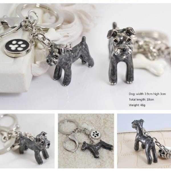 3D Schnauzer Key Ring - Key Rings from Sale at DoggyTopia