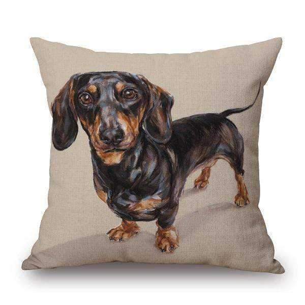 Black and Tan Dachshund Standing Throw Cushion - Cushions from Sale at DoggyTopia