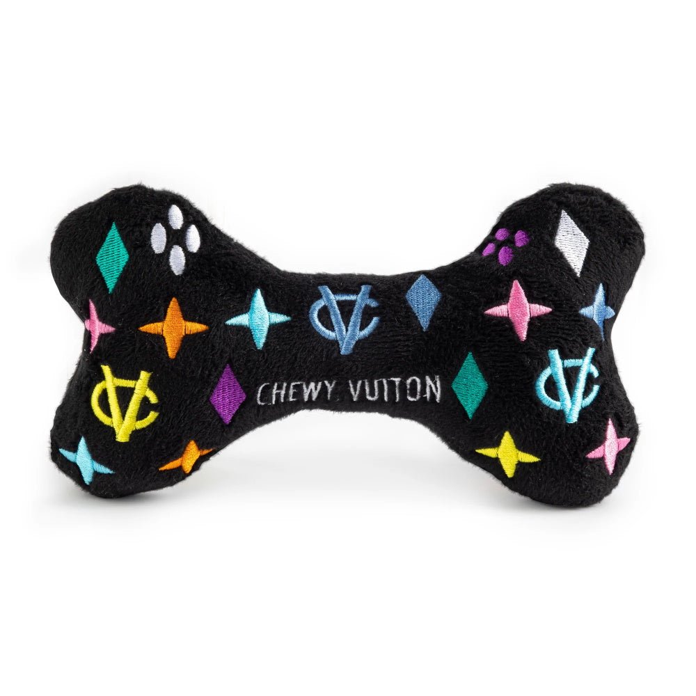 Black Monogram Chewy Vuiton Bone Dog Toy - Designer Toys from Haute Diggity Dog at DoggyTopia