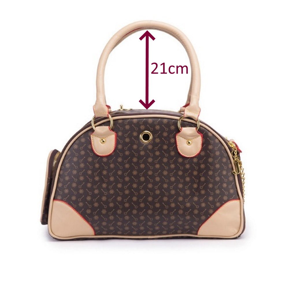 Brown and Tan Pattern Bowling Tote Dog Carrier - Dog Carriers from . at DoggyTopia