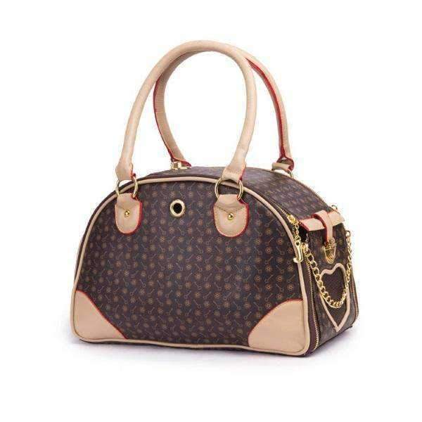 Brown and Tan Pattern Bowling Tote Dog Carrier - Dog Carriers from . at DoggyTopia
