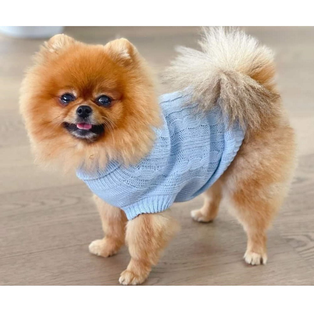 Cable Knit Jumper - Cornflower - Knit Jumpers from DoggyTopia at DoggyTopia