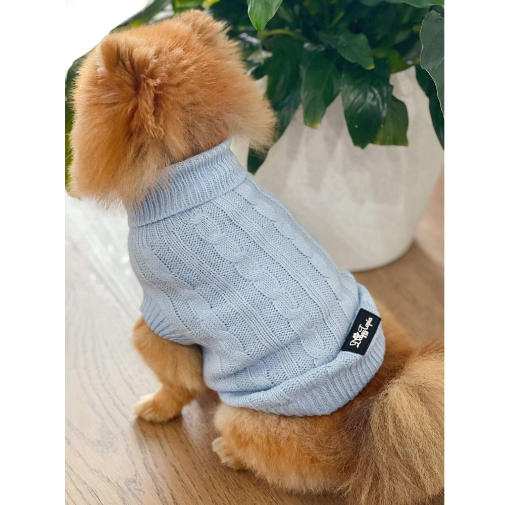 Cable Knit Jumper - Cornflower - Knit Jumpers from DoggyTopia at DoggyTopia