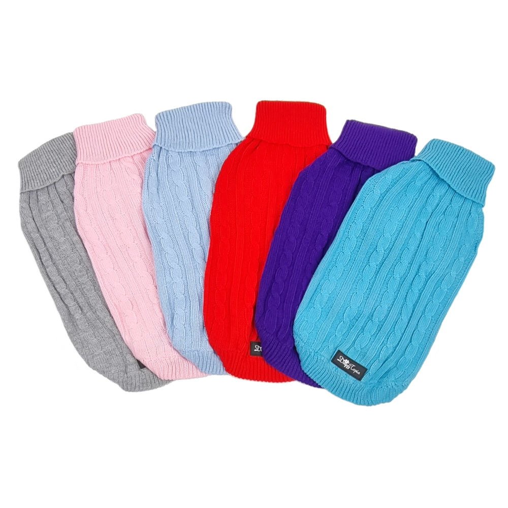 Cable Knit Jumper - Cornflower - Knit Jumpers from DoggyTopia at DoggyTopia