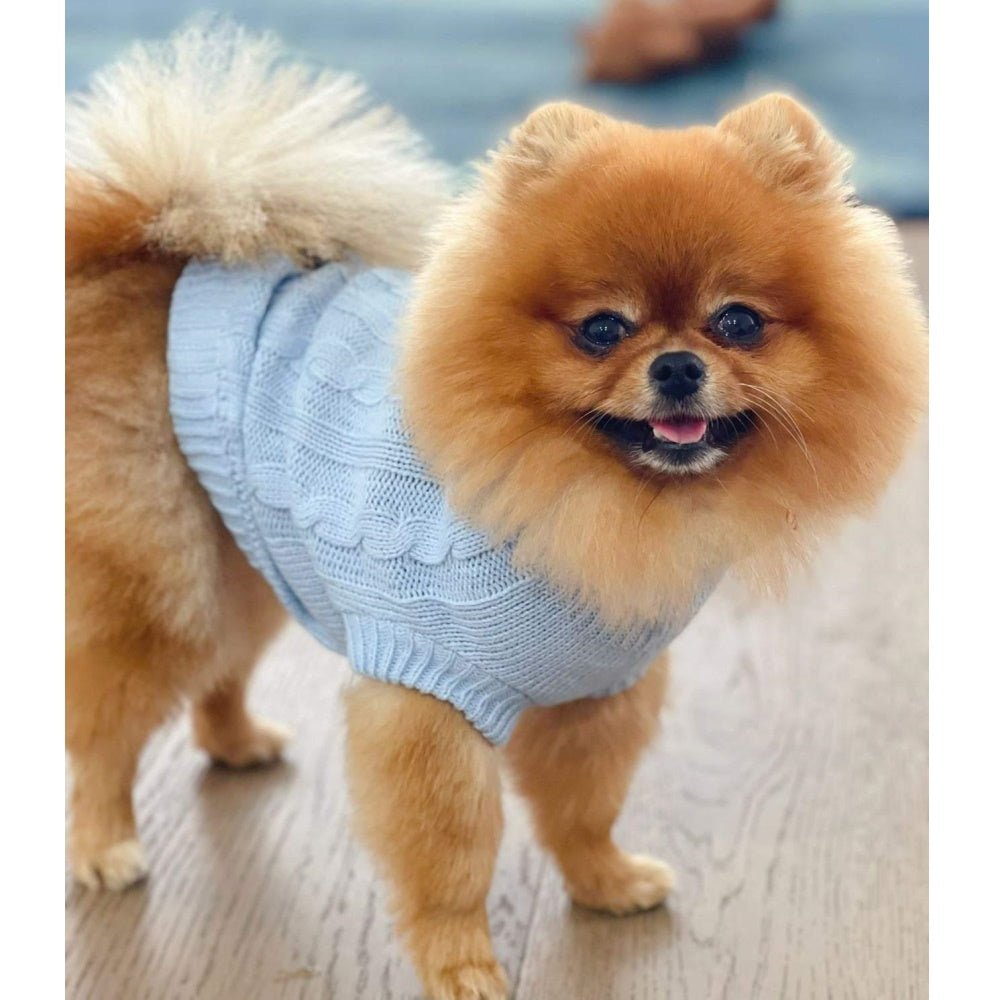 Cable Knit Jumper - Cornflower - Knit Jumpers from DoggyTopia at DoggyTopia