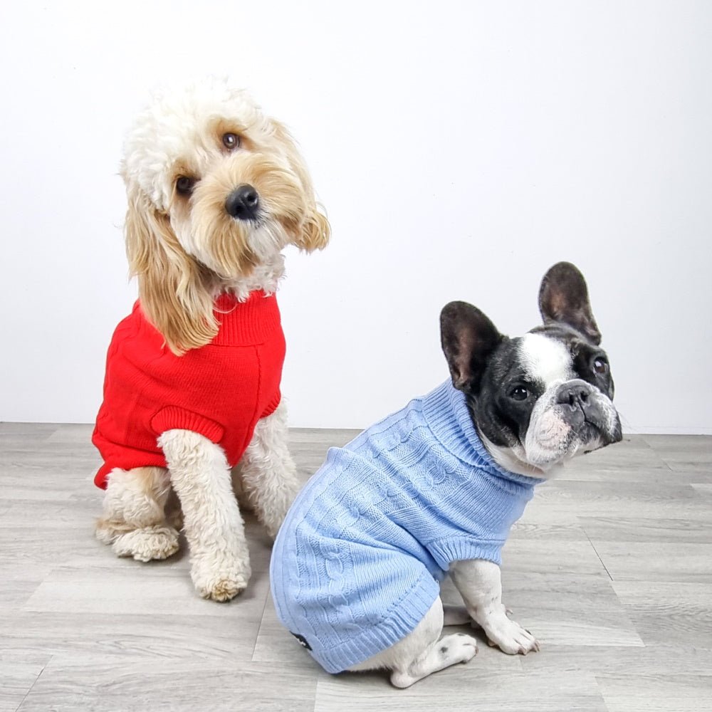 Cable Knit Jumper - Cornflower - Knit Jumpers from DoggyTopia at DoggyTopia