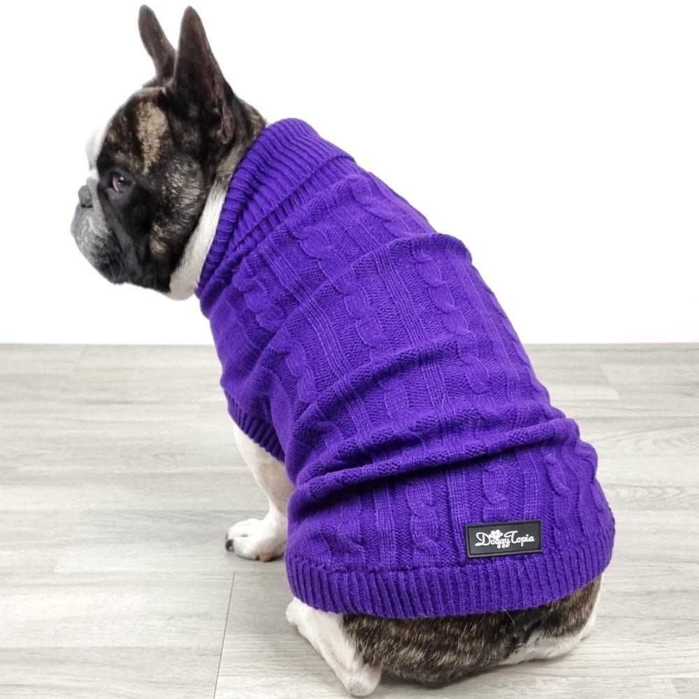 Cable Knit Jumper - Grape - Knit Jumpers from DoggyTopia at DoggyTopia