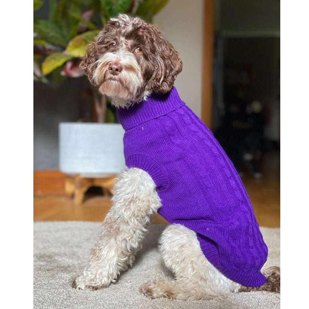 Cable Knit Jumper - Grape - Knit Jumpers from DoggyTopia at DoggyTopia