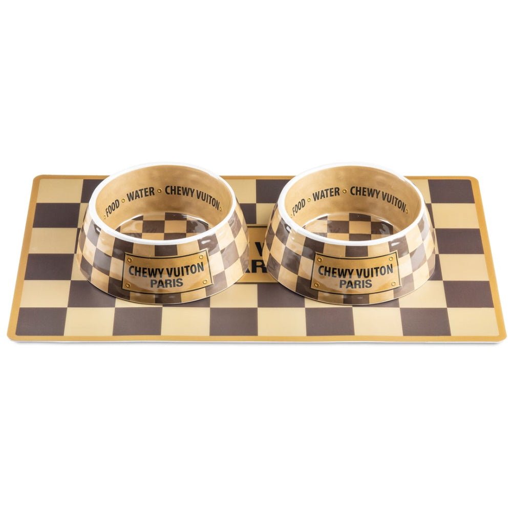 Checker Chewy Vuiton Bowl - Bowls from Haute Diggity Dog at DoggyTopia