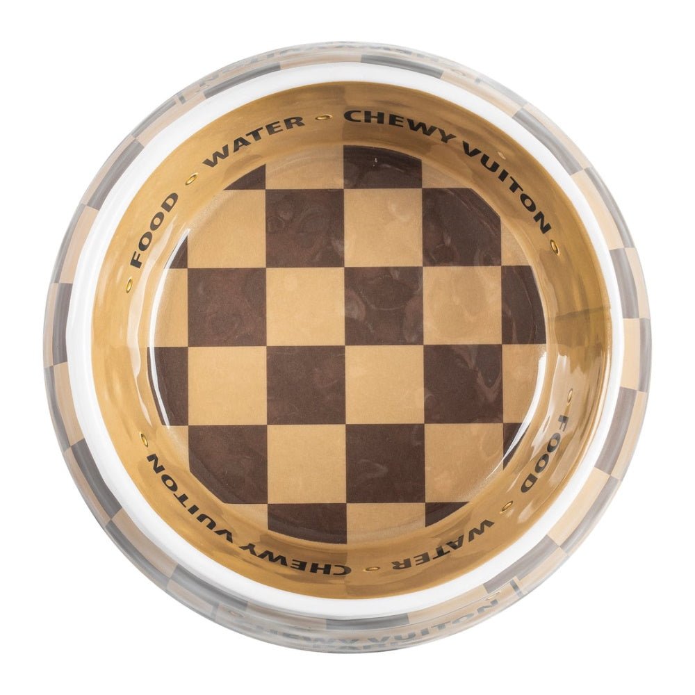 Checker Chewy Vuiton Bowl - Bowls from Haute Diggity Dog at DoggyTopia