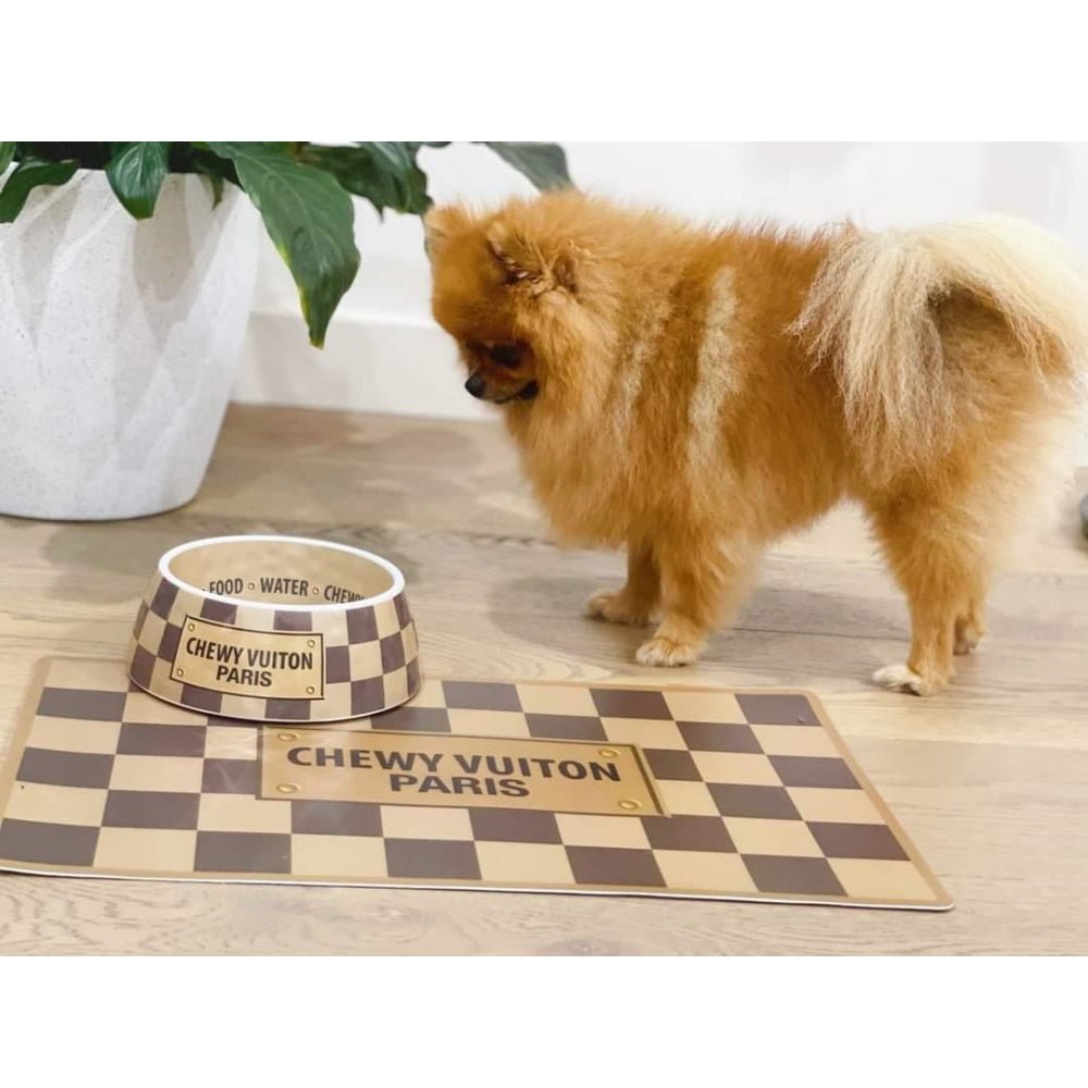 Checker Chewy Vuiton Bowl - Bowls from Haute Diggity Dog at DoggyTopia