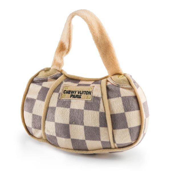 Chewy Vuiton Checker Handbag Dog Toy - Designer Toys from Haute Diggity Dog at DoggyTopia