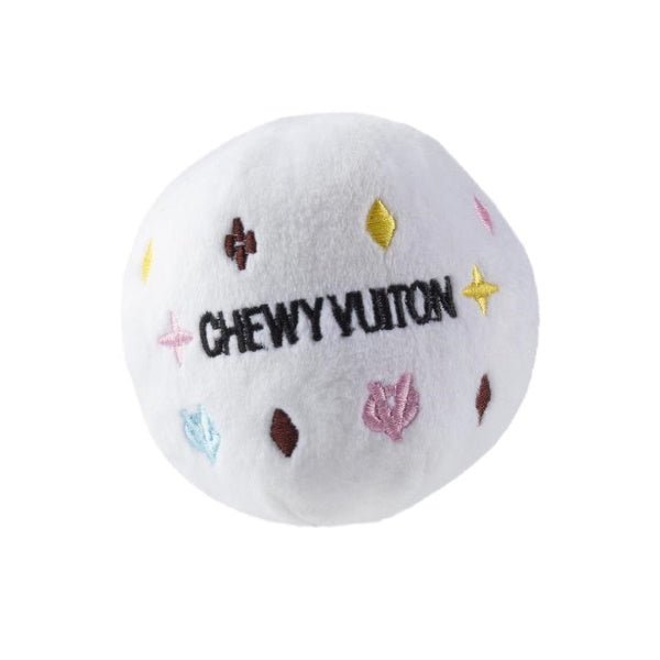 Chewy Vuiton White Ball Toy - Designer Toys from Haute Diggity Dog at DoggyTopia