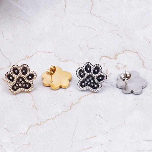 Crystal Paw Stud Earrings - Earrings from Sale at DoggyTopia