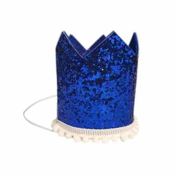 Dog Birthday Crown & Bow Tie Collar - Blue, Custom Age - Dog Party Hats from . at DoggyTopia