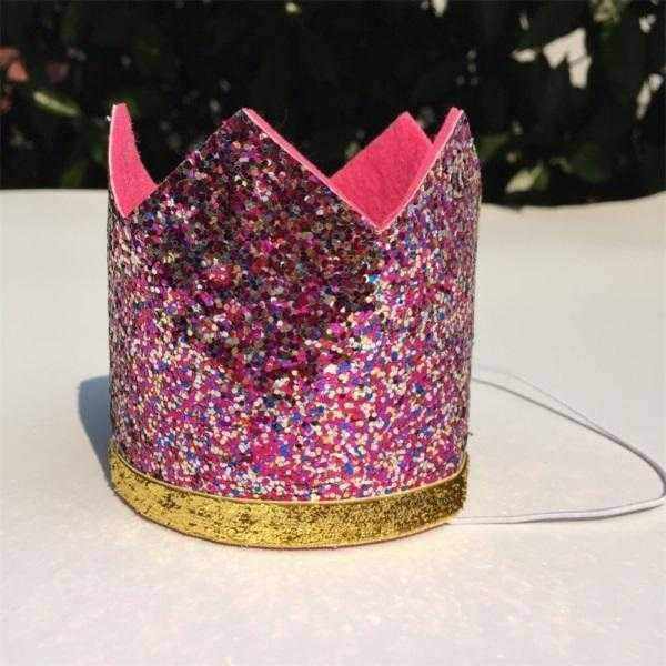 Dog Birthday Crown & Bow Tie Collar - Pink/gold Custom Age - Dog Party Hats from . at DoggyTopia
