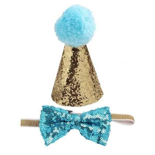 Dog Party Hat & Bow Tie Collar - Custom Age - Dog Party Hats from . at DoggyTopia