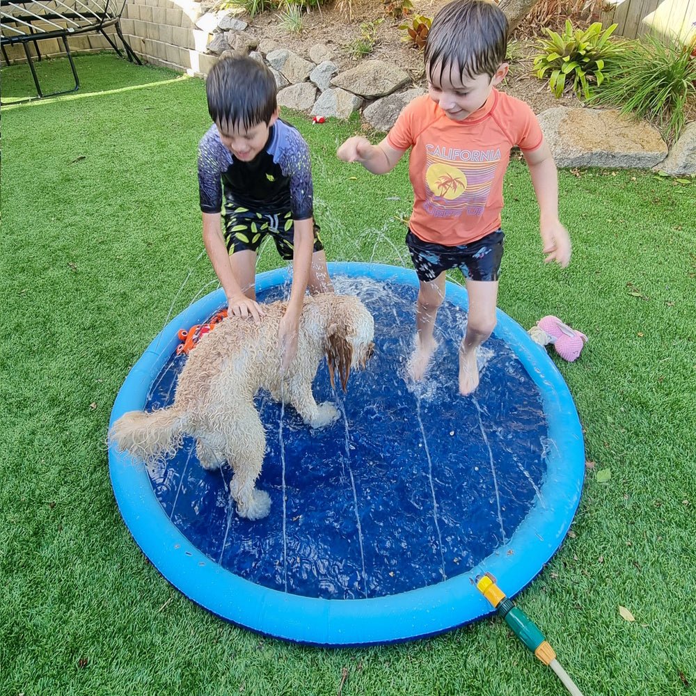Dog Sprinkler Splash Mat - Splash Mat from . at DoggyTopia