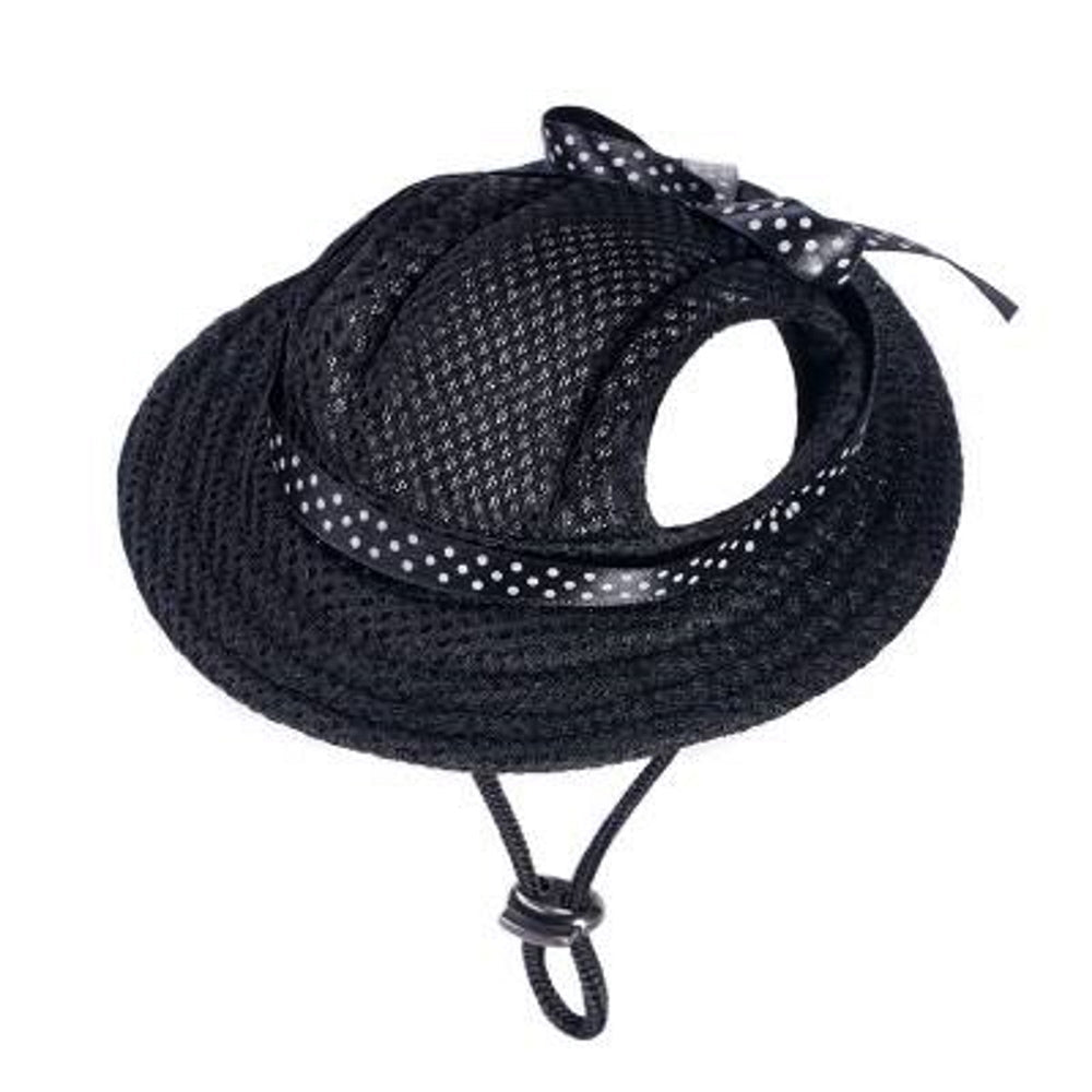 Full Brim Dog Sun Hat Black - Dog Sun Hat from . at DoggyTopia