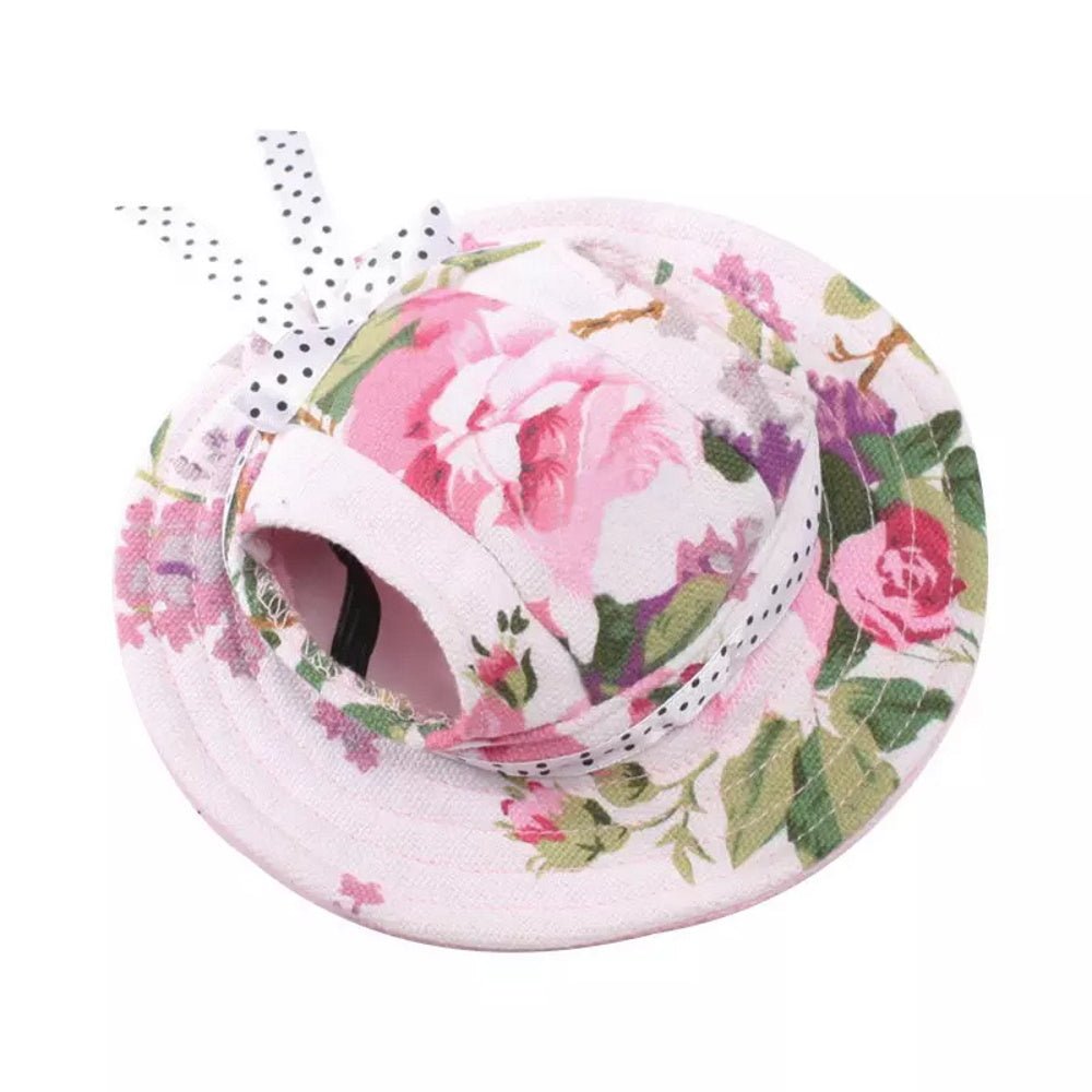 Full Brim Dog Sun Hat Floral - Dog Sun Hat from . at DoggyTopia