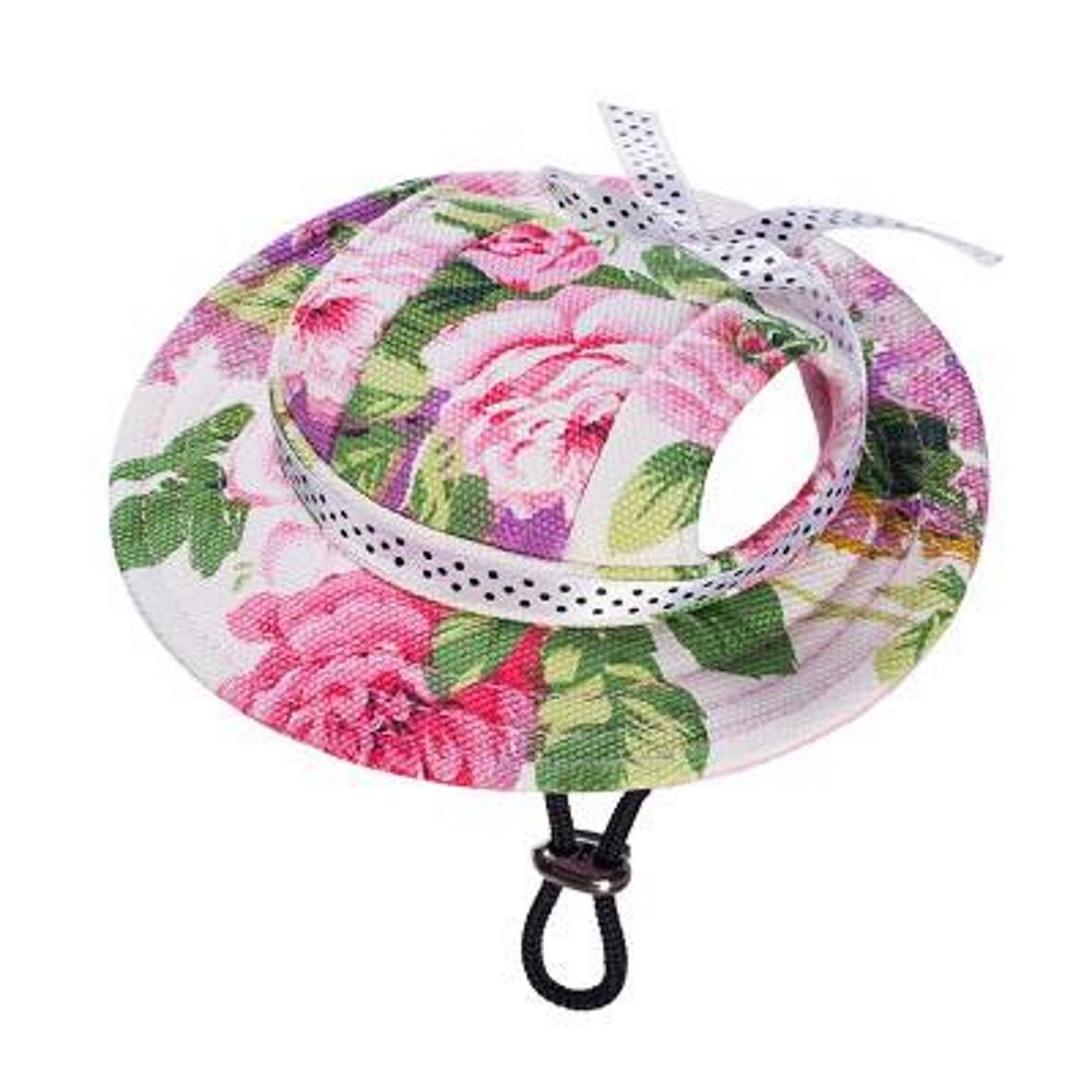 Full Brim Dog Sun Hat Floral - Dog Sun Hat from . at DoggyTopia