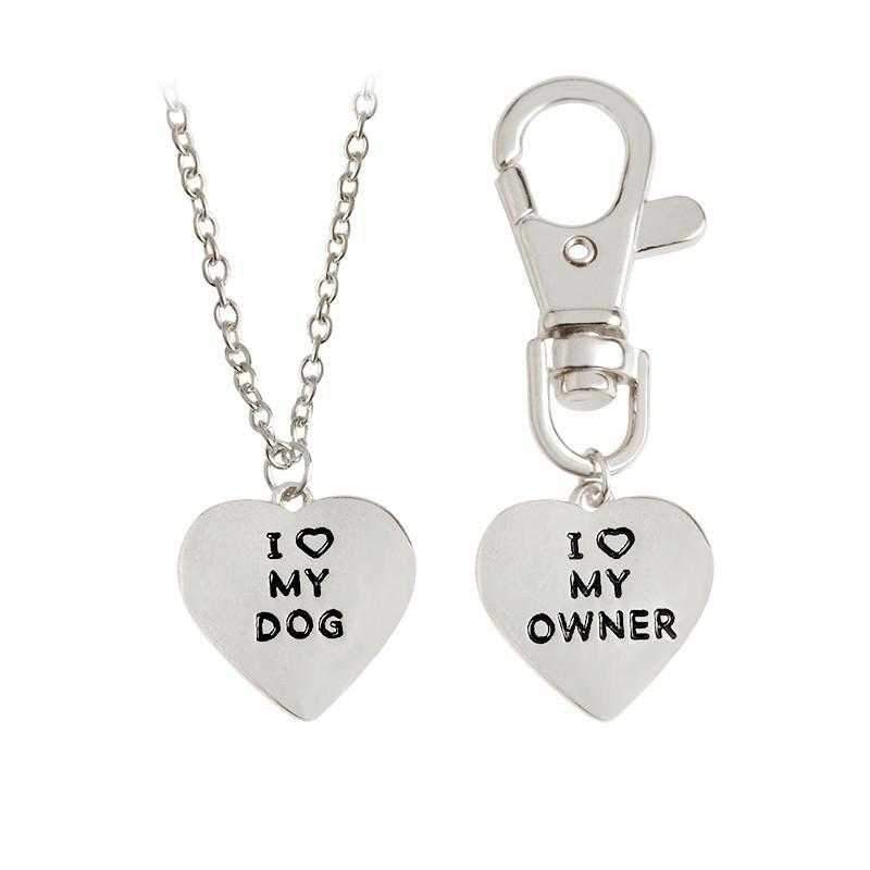 "I ❤ MY DOG" Necklace and "I ❤ MY OWNER" Collar Charm - Necklaces from Sale at DoggyTopia