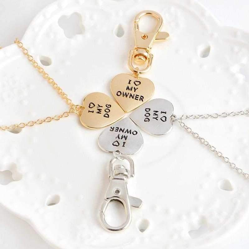 "I ❤ MY DOG" Necklace and "I ❤ MY OWNER" Collar Charm - Necklaces from Sale at DoggyTopia
