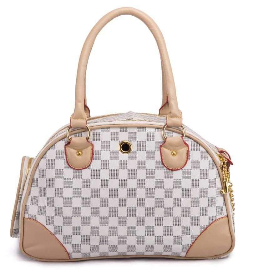 Luxe Checker Bowling Tote Dog Carrier - Dog Carriers from . at DoggyTopia
