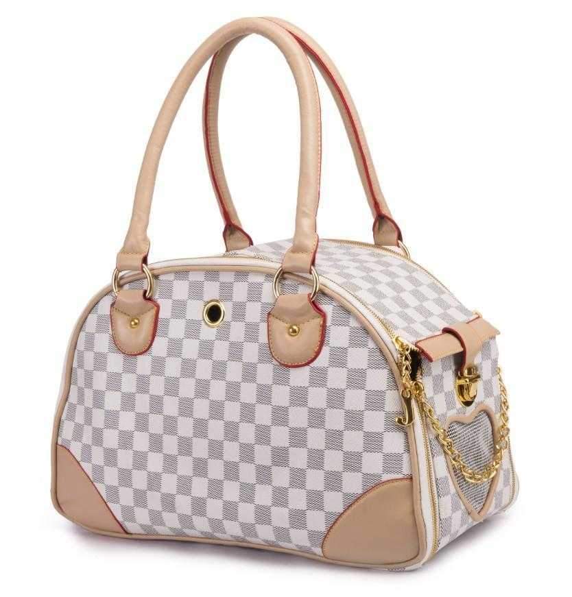 Luxe Checker Bowling Tote Dog Carrier - Dog Carriers from . at DoggyTopia