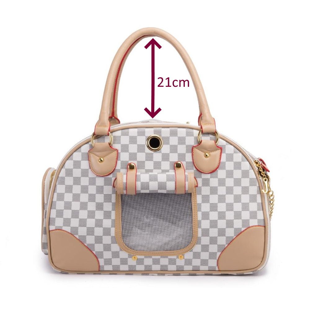 Luxe Checker Bowling Tote Dog Carrier - Dog Carriers from . at DoggyTopia