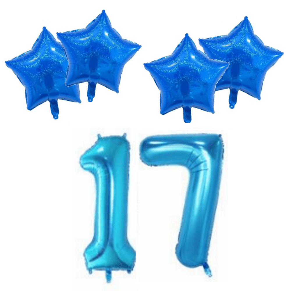 Number & Star Foil Balloon Set - Blue - Party Balloons from . at DoggyTopia