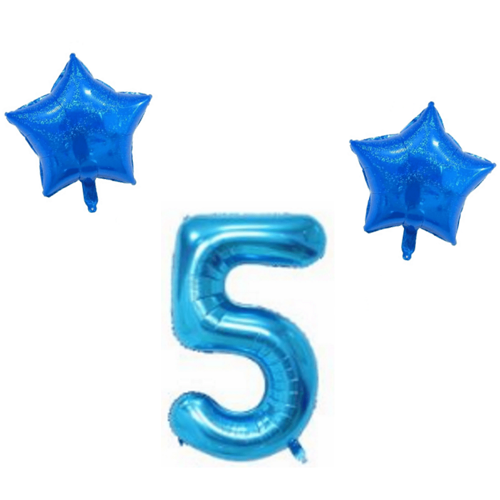 Number & Star Foil Balloon Set - Blue - Party Balloons from . at DoggyTopia