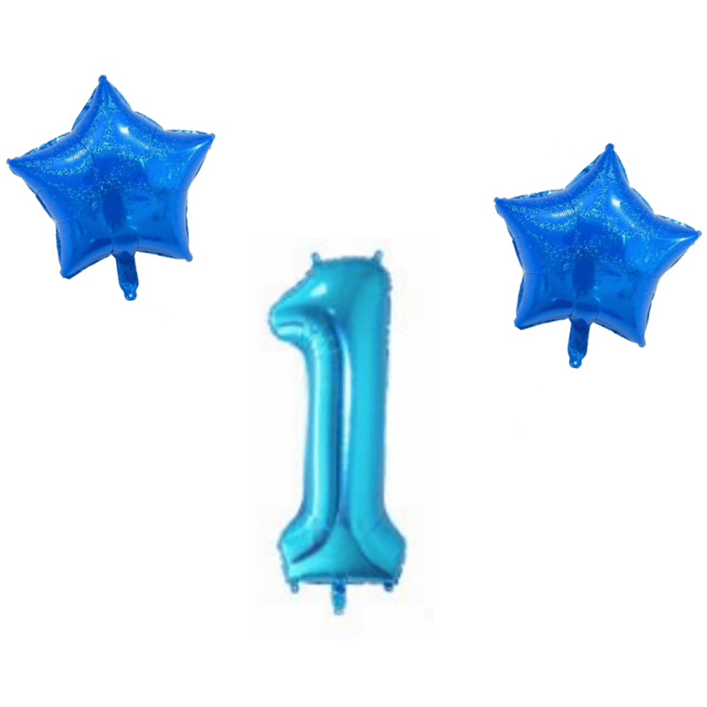 Number & Star Foil Balloon Set - Blue - Party Balloons from . at DoggyTopia