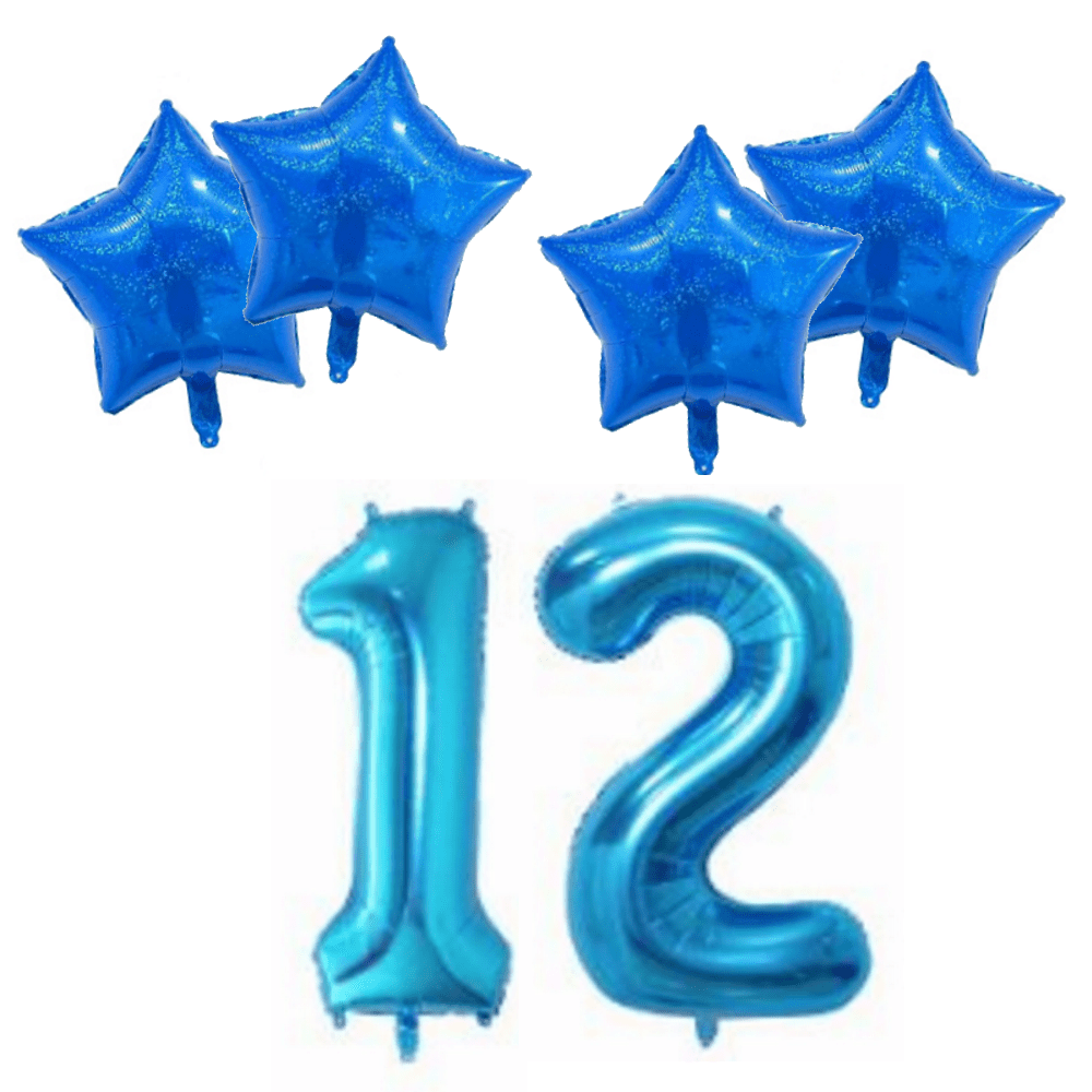 Number & Star Foil Balloon Set - Blue - Party Balloons from . at DoggyTopia