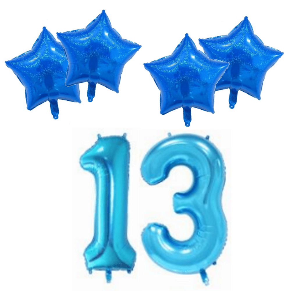 Number & Star Foil Balloon Set - Blue - Party Balloons from . at DoggyTopia
