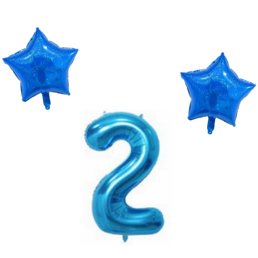 Number & Star Foil Balloon Set - Blue - Party Balloons from . at DoggyTopia