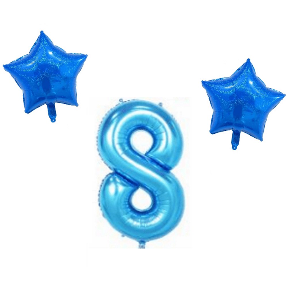 Number & Star Foil Balloon Set - Blue - Party Balloons from . at DoggyTopia