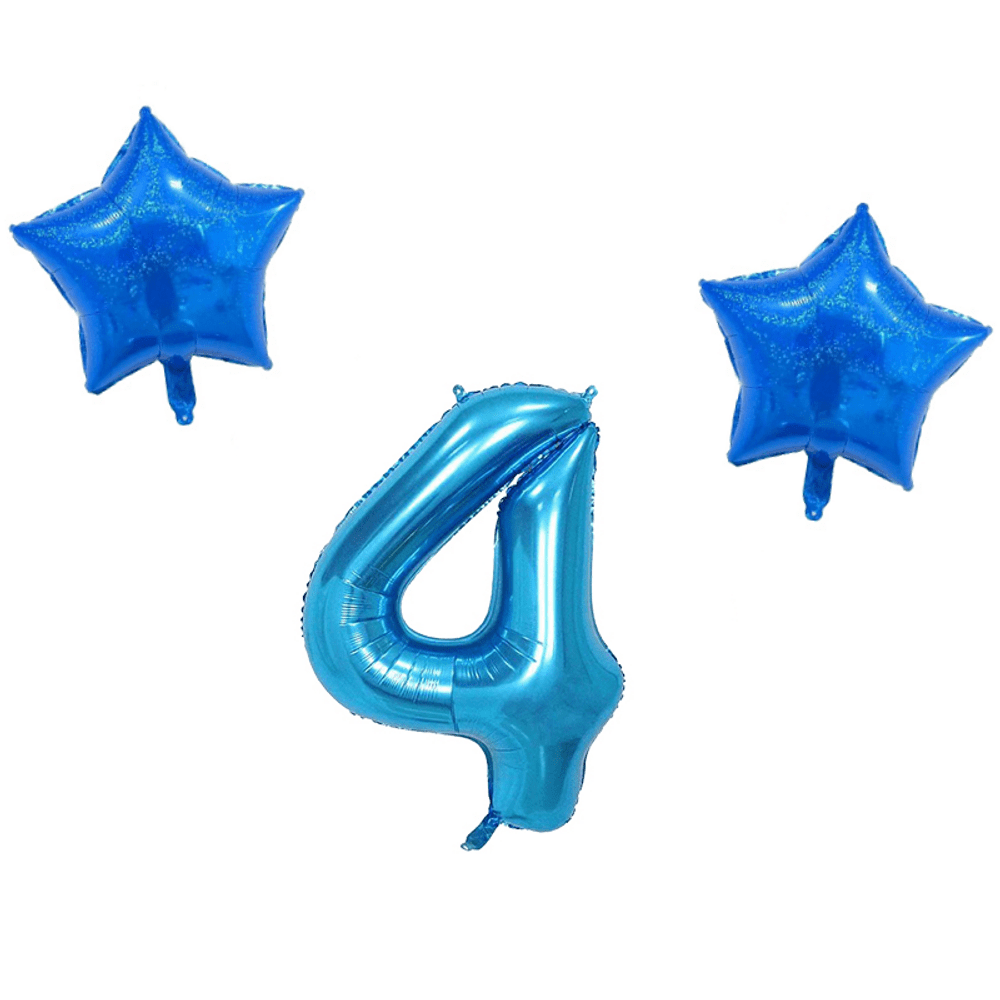 Number & Star Foil Balloon Set - Blue - Party Balloons from . at DoggyTopia